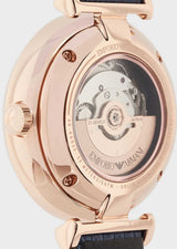 Emporio Armani Gianni T-Bar Analog Silver Dial Blue Leather Strap Watch For Women - AR60020 Buy Now By Emporio Armani