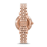 Emporio Armani Meccanico Gianni T-Bar Silver Dial Rose Gold Steel Strap Watch For Women - AR60023
