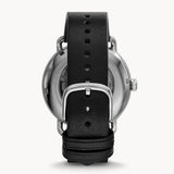 Emporio Armani Meccanico Skeleton Black Dial Black Leather Strap Watch For Men - AR60026