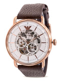 Emporio Armani Meccanico Automatic White Dial Brown Leather Strap Watch For Men - AR60027