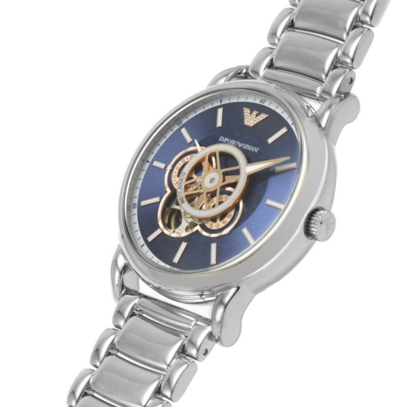 Emporio Armani Luigi Chronograph Skeleton Blue Dial Silver Steel Strap Watch For Men - AR60036 Buy Now By Emporio Armani