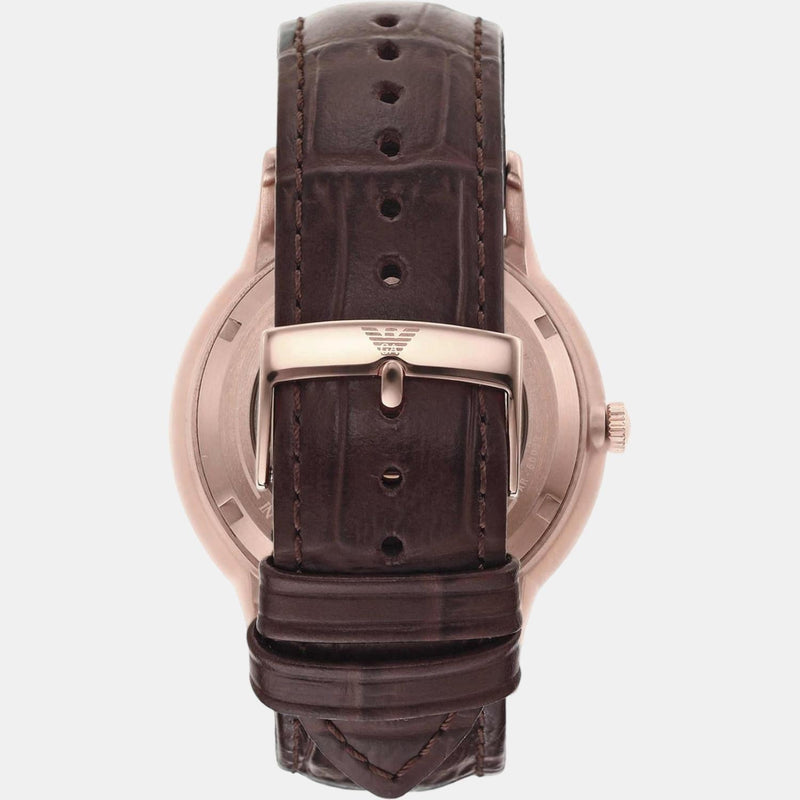 Emporio Armani Meccanico Automatic Silver Dial Brown Leather Strap Watch For Men - AR60039 Buy Now By Emporio Armani