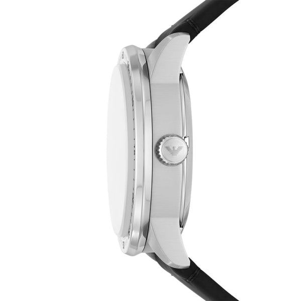 Emporio Armani Renato Chronograph Automatic Black Dial Black Leather Strap Watch For Men - AR60051 Buy Now By Emporio Armani