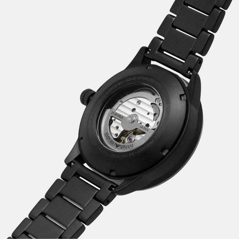Emporio Armani Meccanico Automatic Black Dial Black Steel Strap Watch For Men - AR60054 Buy Now By Emporio Armani
