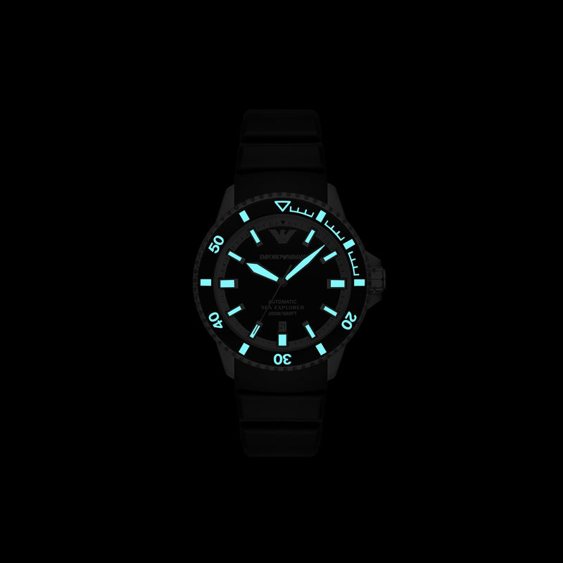 Emporio Armani Sea Explorer Automatic Black Dial Black Silicone Strap Watch For Men - AR60078 Buy Now By Emporio Armani