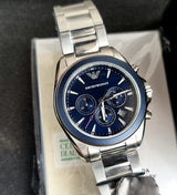 Emporio Armani Sportivo Chronograph Blue Dial Silver Steel Strap Watch For Men - AR6091 Buy Now By Emporio Armani