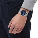 Emporio Armani Kappa Quartz Blue Dial Silver Steel Strap Watch For Men - AR80010 Buy Now By Emporio Armani