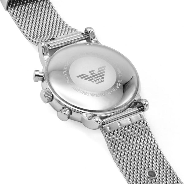 Emporio Armani Luigi Chronograph Blue Dial Silver Mesh Bracelet Watch For Men - AR80038 Buy Now By Emporio Armani