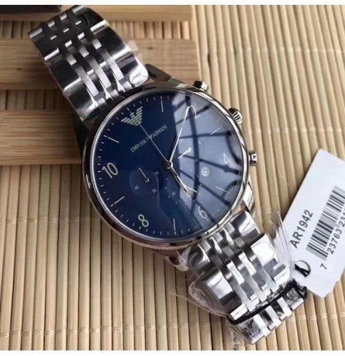 Emporio Armani Chronograph Blue Dial Silver Steel Strap Watch For Men - AR1942 Buy Now By Emporio Armani
