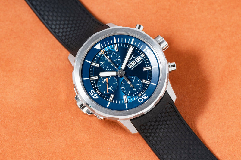 IWC Aquatimer Automatic Chronograph 44mm Blue Dial Black Rubber Strap Watch for Men - IW376805