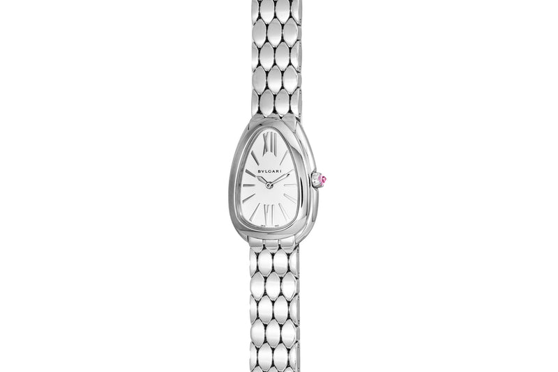 Bvlgari Serpenti Seduttori Quartz White Dial Silver Steel Strap Watch for Women - SERPENTI103141
