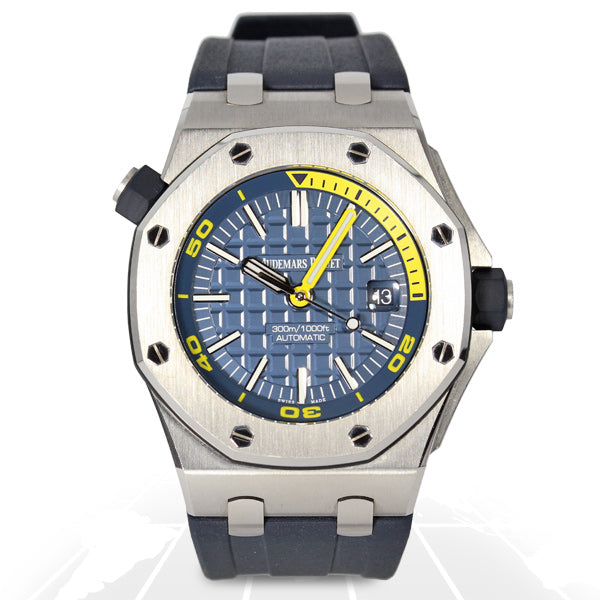Audemars Piguet Royal Oak Offshore Diver Blue Dial Blue Rubber Strap Watch for Men - 15710ST.OO.A027CA.01