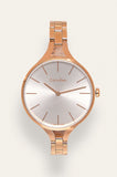 Calvin Klein Graphic Silver Dial Rose Gold Steel Strap Watch for Women - K7E23646