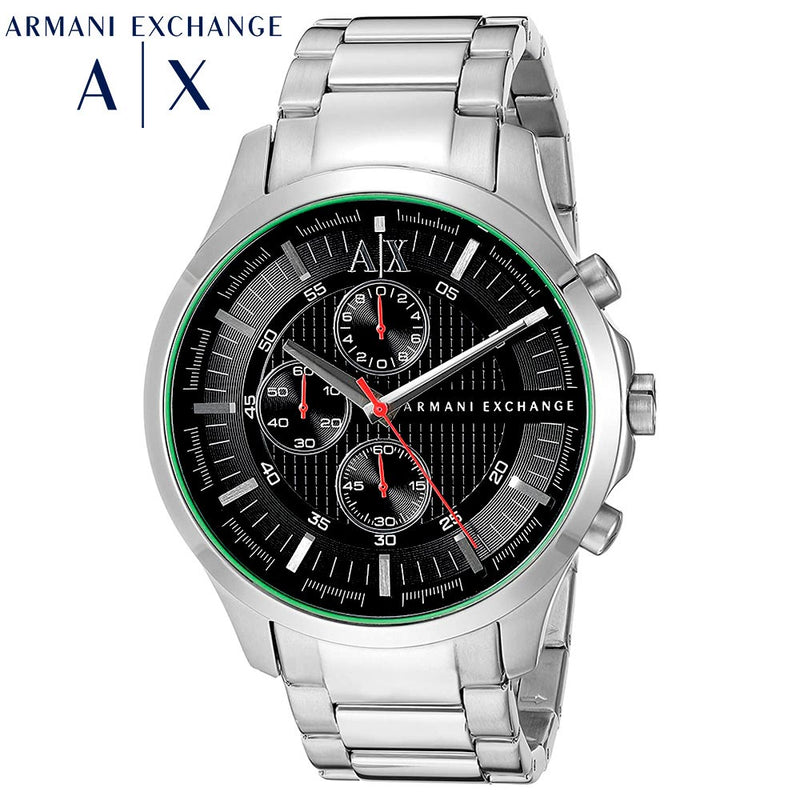 Armani Exchange Hampton Chronograph Black Dial Silver Steel Strap Watch For Men - AX2163 Buy Now By Armani Exchange