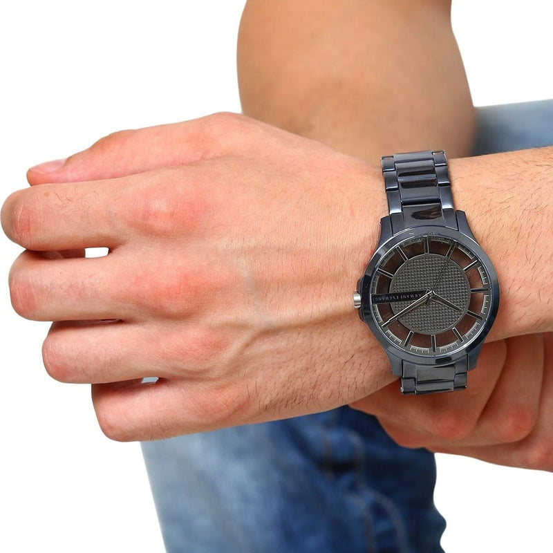 Armani Exchange Hampton Skeleton Grey Dial Blue Steel Strap Watch For Men - AX2401 Buy Now By Armani Exchange