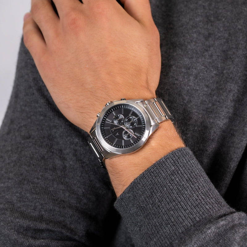 Armani Exchange Drexler Chronograph Black Dial Silver Steel Strap Watch for Men - AX2600 Buy Now By Armani Exchange