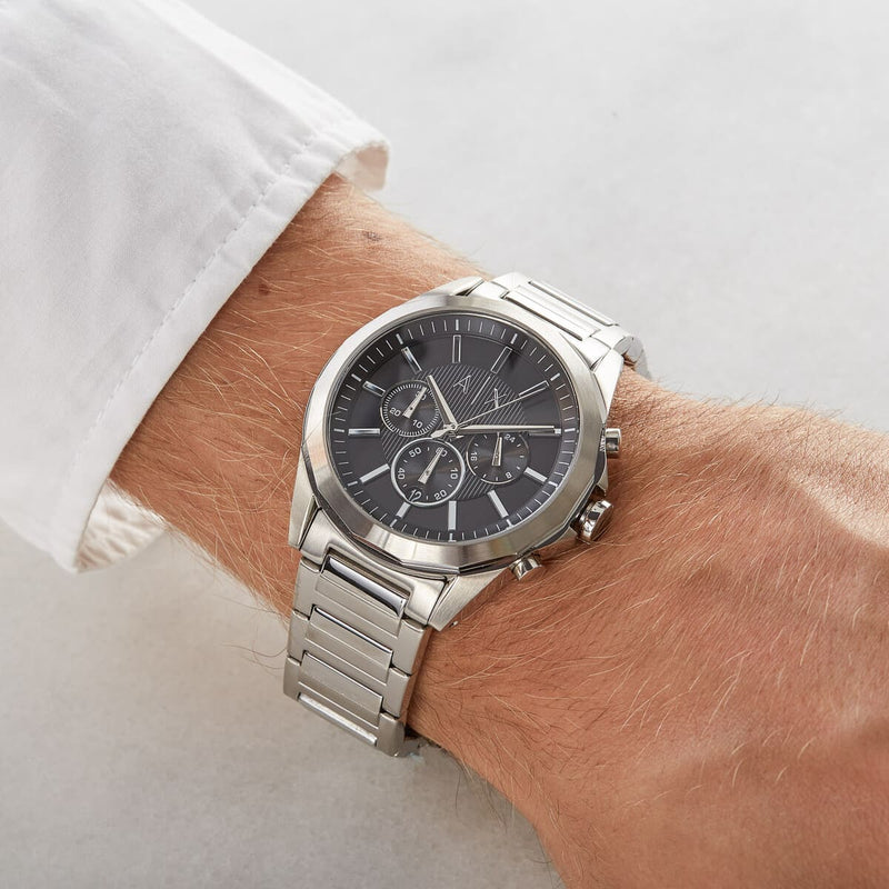Armani Exchange Drexler Chronograph Grey Dial Grey Steel Strap Watch For Men - AX2603 Buy Now By Armani Exchange