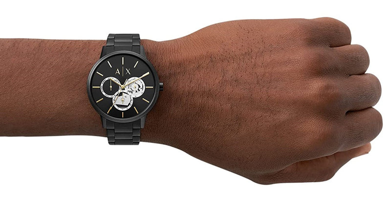 Armani Exchange Cayde Chronograph Black Dial Black Steel Strap Watch for Men - AX2748 Buy Now By Armani Exchange