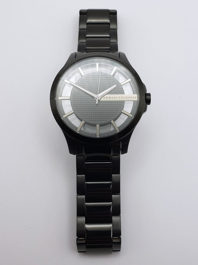 Armani Exchange Hampton Chronograph Black Dial Black Steel Strap Watch For Men - AX2189
