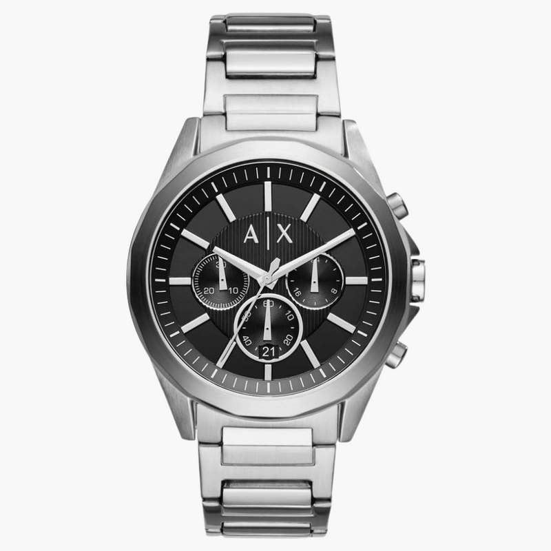 Armani Exchange Drexler Chronograph Black Dial Silver Steel Strap Watch for Men - AX2600 Buy Now By Armani Exchange