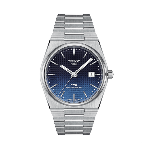 Shop Tissot Powermatic 80 Automatic Gradient Blue Dial Silver Steel Strap Watch for Men - T137.407.11.051.01 in USA