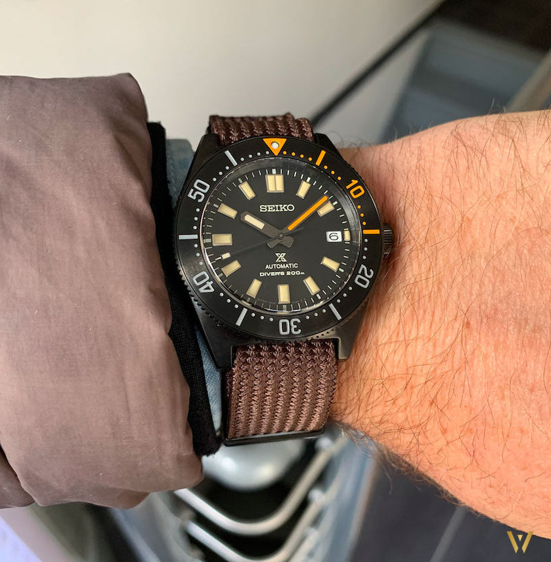 Shop Seiko Prospex Black Series 1965 Limited Edition Black Dial Brown NATO Strap Watch For Men - SPB253J1 in USA