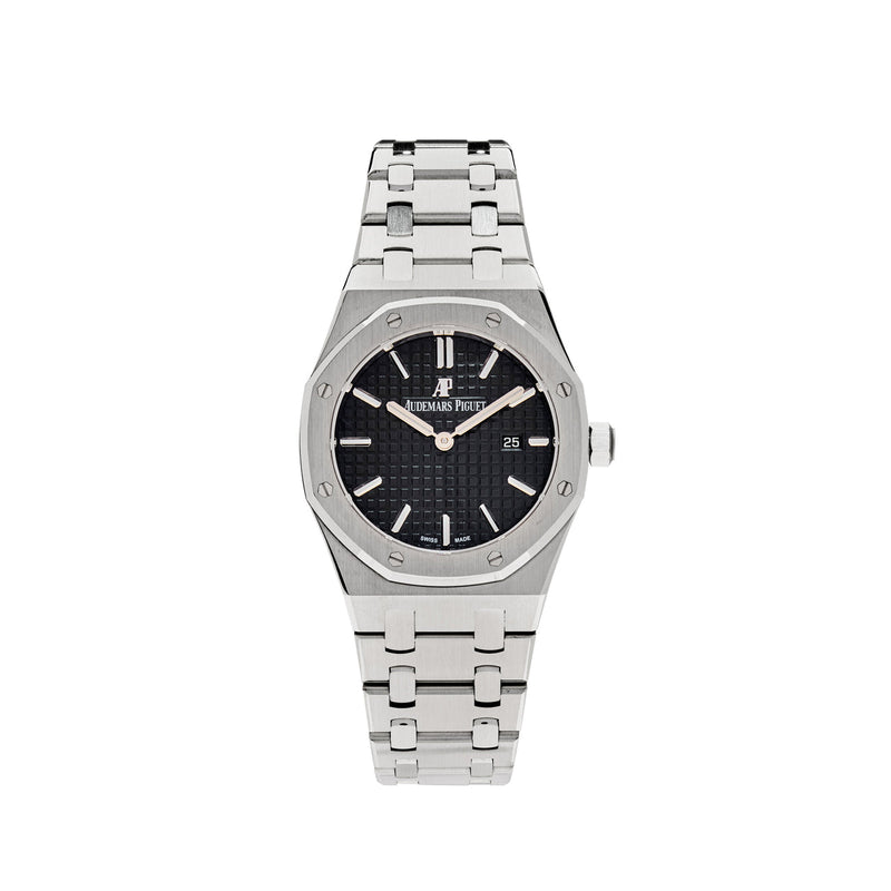 Audemars Piguet Royal Oak Quartz Black Dial Silver Steel Strap Watch for Women - 67650ST.OO.1261ST.01