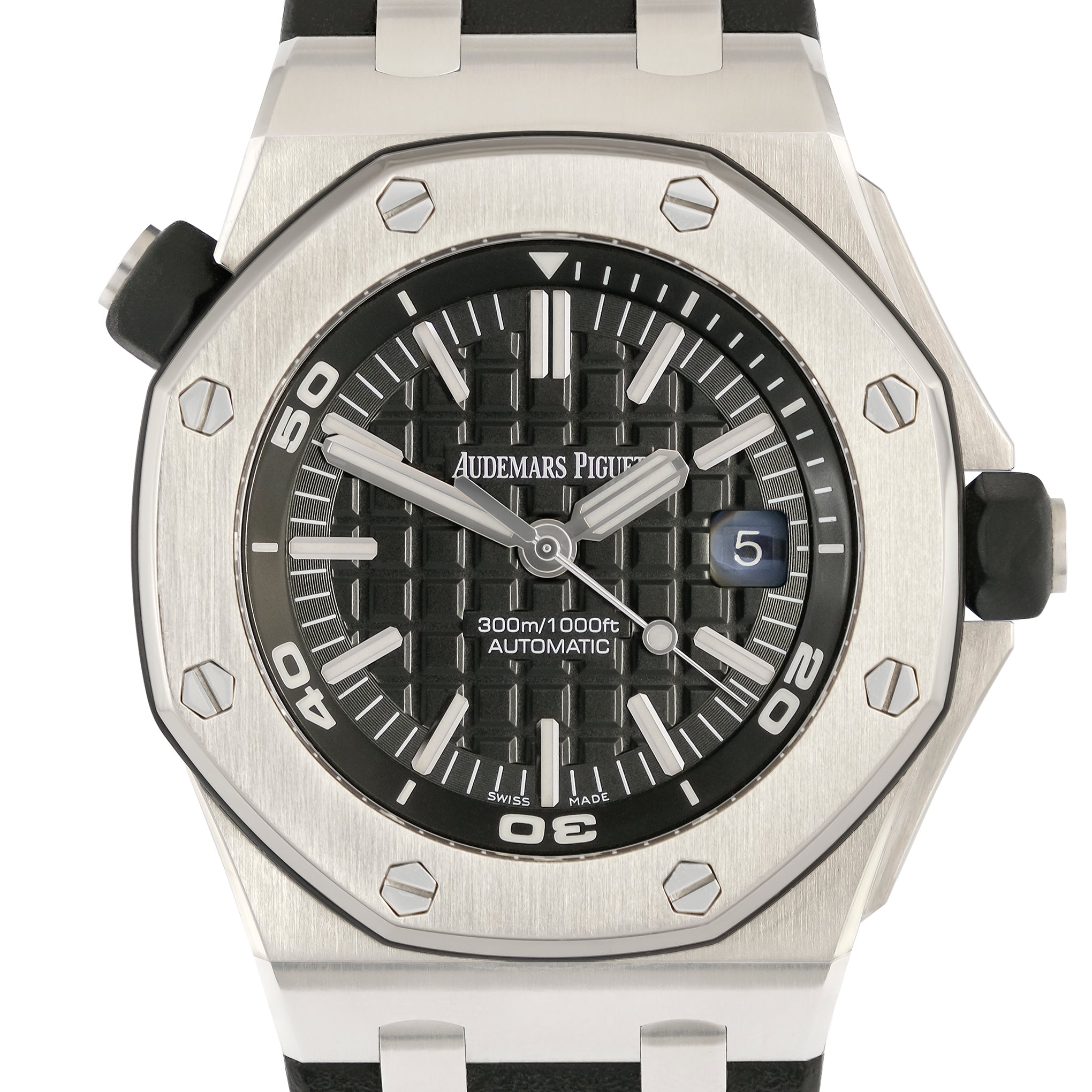 Audemars Piguet Royal Oak Offshore Diver Black Dial Black Rubber Strap Watch for Men - 15710ST.OO.A002CA.01