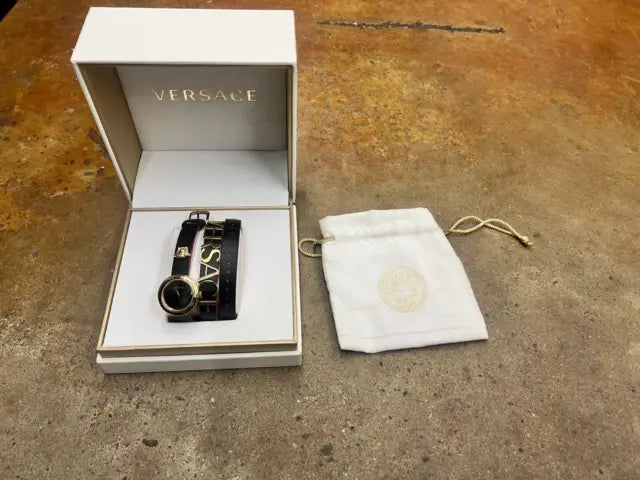 Versace V-Flare Quartz Black Dial Black Leather Strap Watch for Women - VEBN00218 Buy Now By Versace