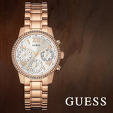 Guess Mini Surprise Analog Silver Dial Rose Gold Steel Strap Watch For Women - W0623L2 Buy Now By Guess