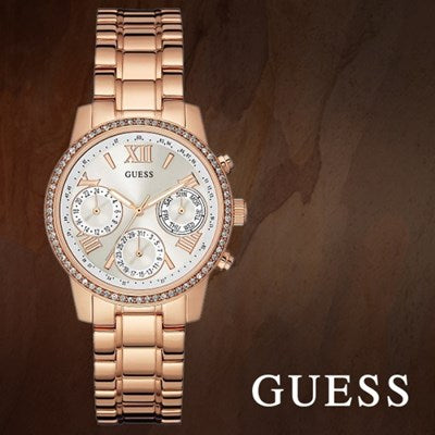 Guess Mini Surprise Analog Silver Dial Rose Gold Steel Strap Watch For Women - W0623L2 Buy Now By Guess