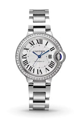 Cartier Ballon Bleu De Cartier Diamonds Silver Dial Silver Steel Strap Watch for Women - W4BB0023