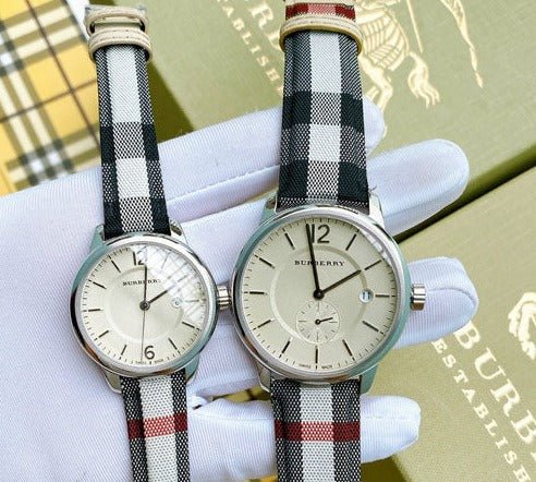 Shop Burberry The Classic Horseferry Silver Dial Black Leather Strap Watch for Men - BU10002 in USA