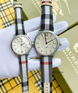 Shop Burberry Classic Stone Silver Dial Horseberry Black Leather Strap Watch for Women - BU10103 in USA