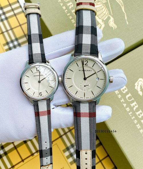 Shop Burberry Classic Stone Silver Dial Horseberry Black Leather Strap Watch for Women - BU10103 in USA