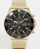 Hugo Boss Ocean Edition Chronograph Black Dial Gold Mesh Bracelet Watch for Men - 1513703