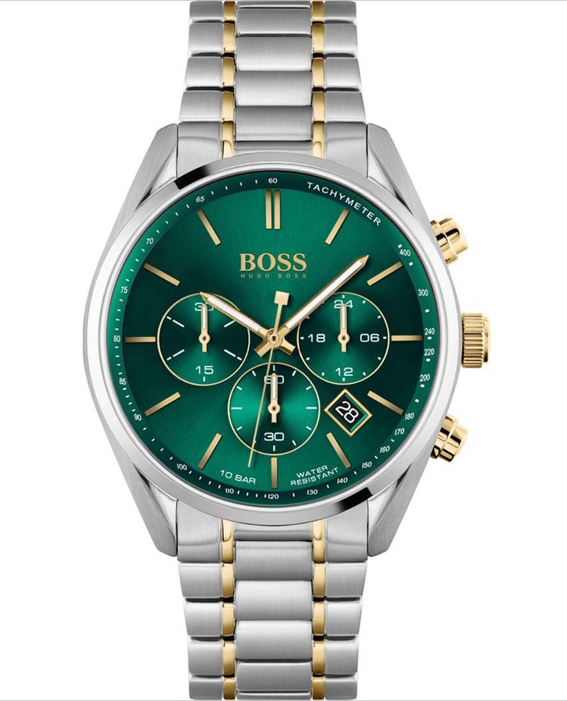 Hugo Boss Champion Chronograph Green Dial Two Tone Steel Strap Watch for Men - 1513878 Buy Now By Hugo Boss