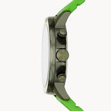 Fossil Bannon Chronograph Grey Dial Green Silicone Strap Watch for Men - BQ2501