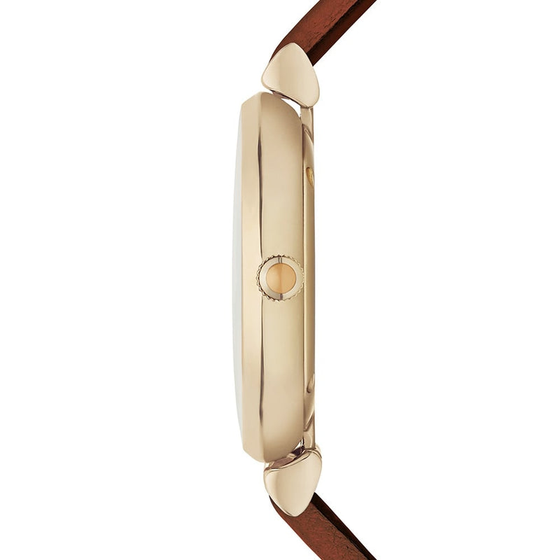 Emporio Armani Gianni T Bar Quartz Pink Mother of Pearl Dial Brown Leather Strap Watch For Women - AR1960 Buy Now By Emporio Armani