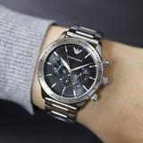Emporio Armani Mario Chronograph Black Dial Silver Steel Strap Watch For Men - AR11241 Buy Now By Emporio Armani