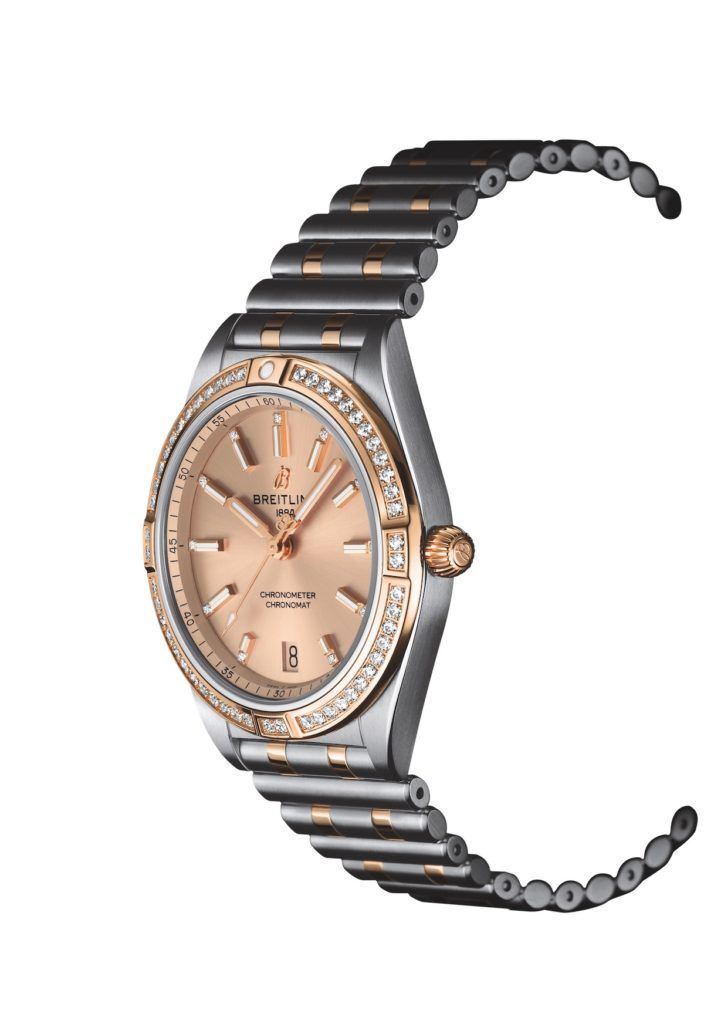 Breitling Chronomat Automatic 36 Diamonds Brown Dial Two Tone Steel Strap Watch for Women - U10380591K1U1