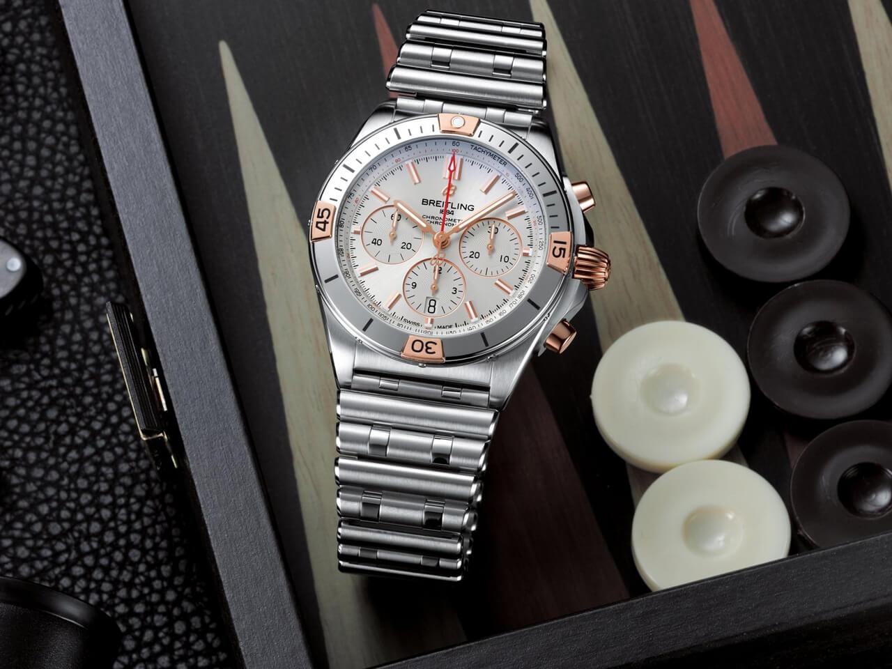 Breitling Chronomat B01 42 White Dial Silver Steel Strap Watch for Men - IB0134101G1A1