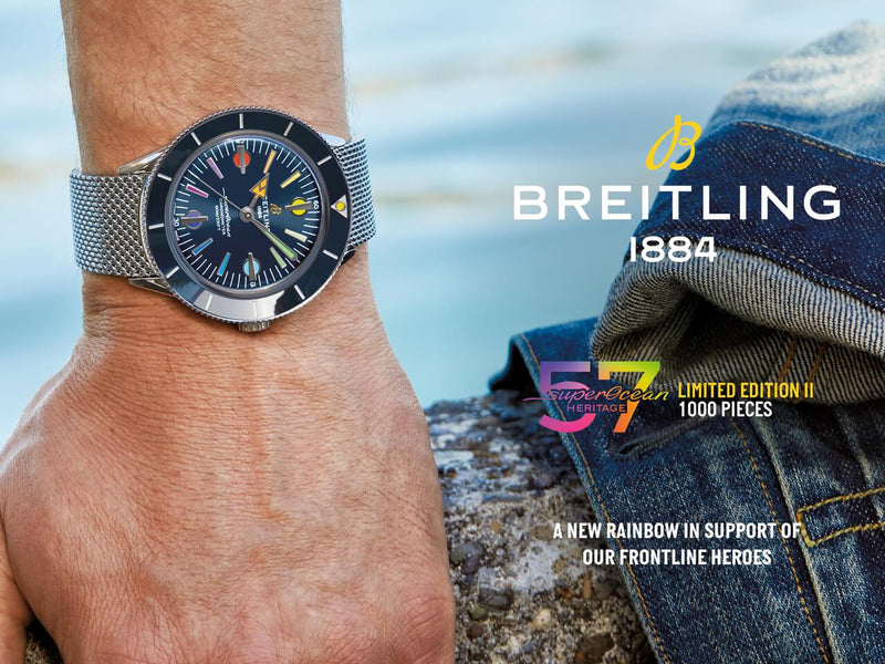 Breitling Superocean Heritage '57 Special Edition II Blue Dial Silver Mesh Bracelet Watch for Men - A103702A1C1A1