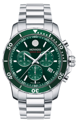 Movado Series 800 Chronograph Green Dial Silver Steel Strap Watch for Men - 2600179 Buy Now By Movado