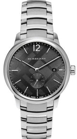Shop Burberry The Classic Round Black Dial Silver Steel Strap Watch for Men - BU10005 in USA