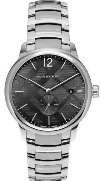 Shop Burberry The Classic Round Black Dial Silver Steel Strap Watch for Men - BU10005 in USA