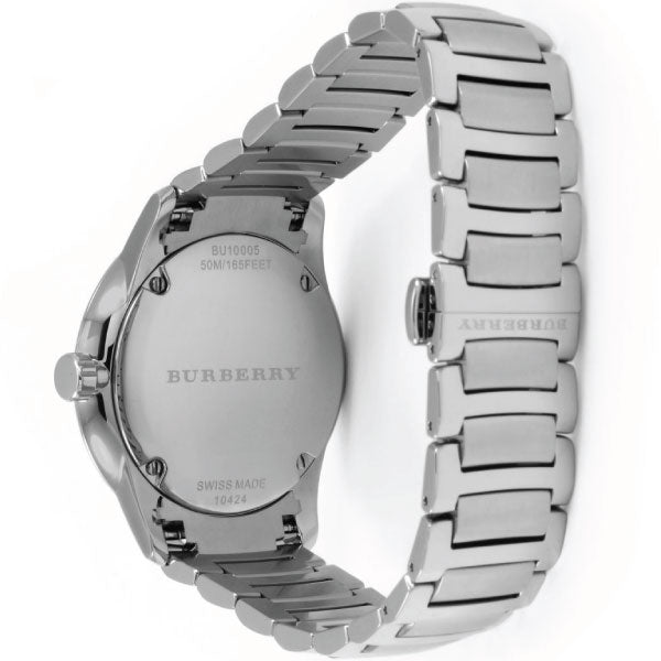 Shop Burberry The Classic Round Black Dial Silver Steel Strap Watch for Men - BU10005 in USA