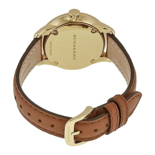 Shop Burberry The Classic Champagne Gold Dial Brown Leather Strap Watch for Women - BU10101 in USA
