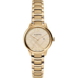 Shop Burberry The Classic Champagne Dial Gold Steel Strap Watch for Women - BU10109 in USA