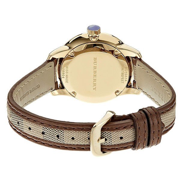 Shop Burberry The Classic Gold Dial Brown Leather Strap Watch for Women - BU10114 in USA